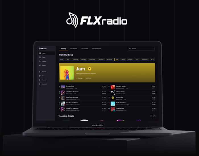 FLXradio – Music Streaming Web & Mobile App