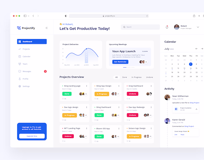 Projectify - Project Management Dashboard