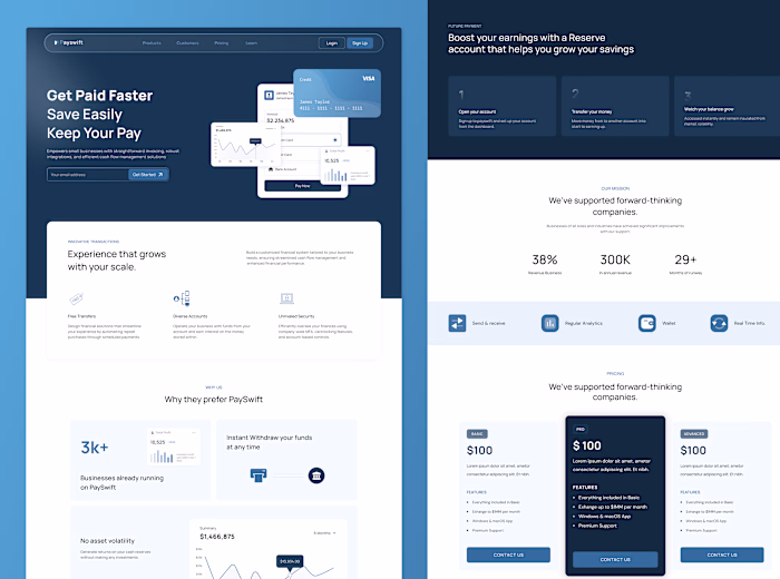 Payswift - Fintech Landing Page