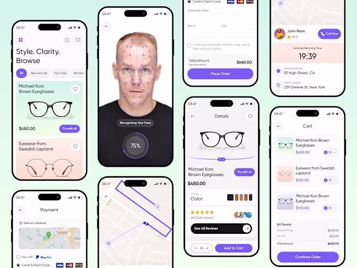EyeCon - Eyewear AI Mobile App UI