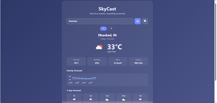 A weather app pulling live