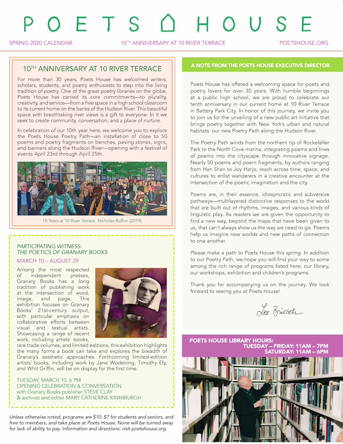 Marketing Copy - Poets House, Seasonal Events Calendar