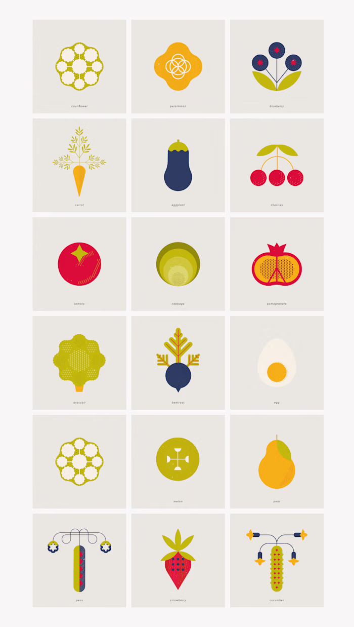 Fruits & Vegetables Illustrations
