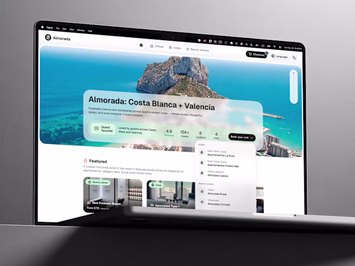 Hospitality website design for Almorada,