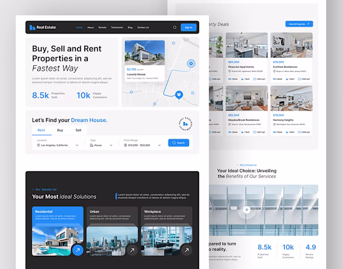 Real Estate Website | Landing Page | Web | UIUX | Figma on Beha…