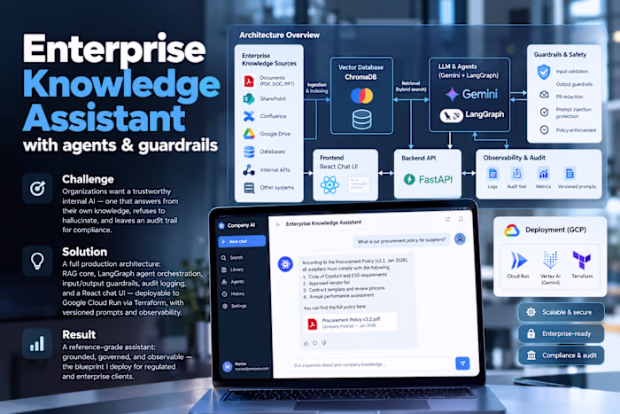 Enterprise knowledge assistant with agents & guardrails
