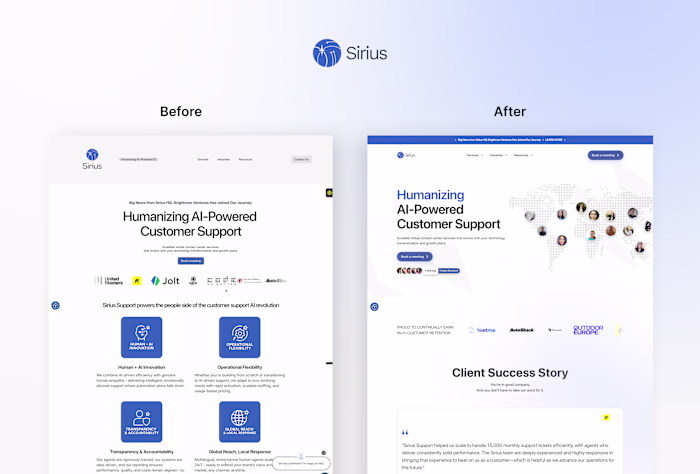 Sirius Support Landing Page Redesign