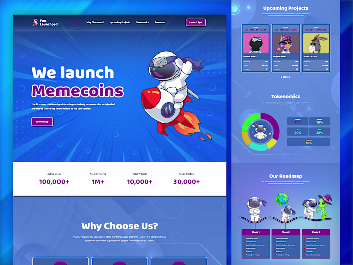 Memecoin IDO Platform UI/UX Design for Fun Launchpad