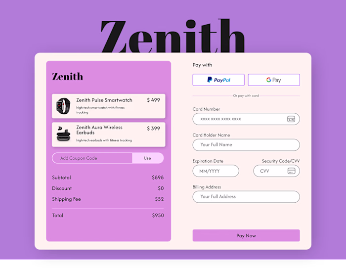 🌟 Zenith E-commerce Checkout Page 🌟