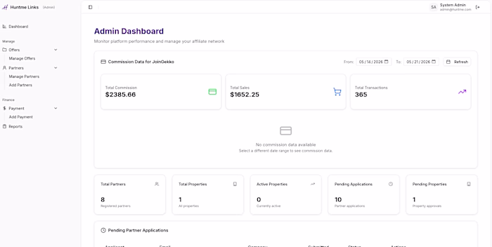 Huntme Links is an administrative