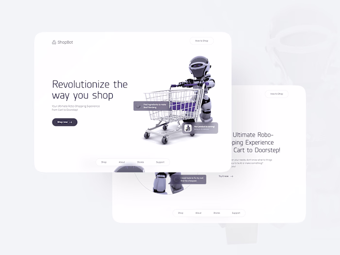 ShopBot - Landing Page UI Design Exploration