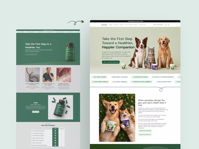 Shopify Store Redesign & Landing Pages for Aavilo