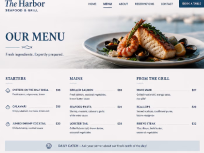 Designed a modern seafood restaurant