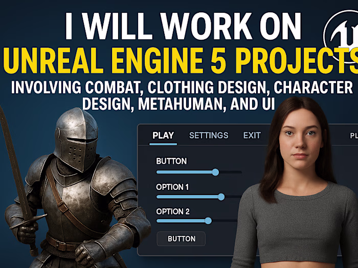 I will work on Unreal Engine 5 projects involving combat, cl...