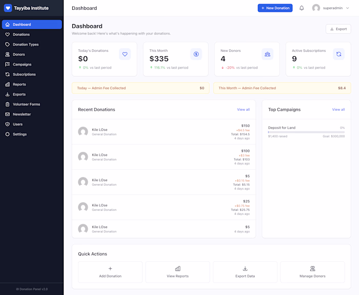 Donation Plugin + SaaS Admin