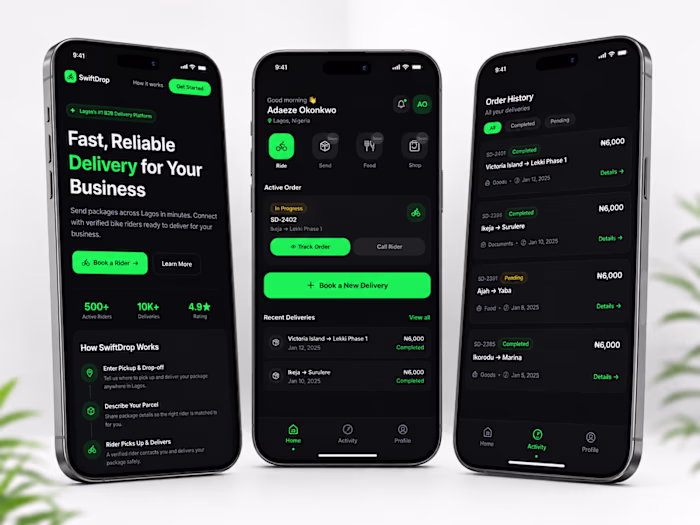 SwiftDrop Mobile-First Landing Page Design