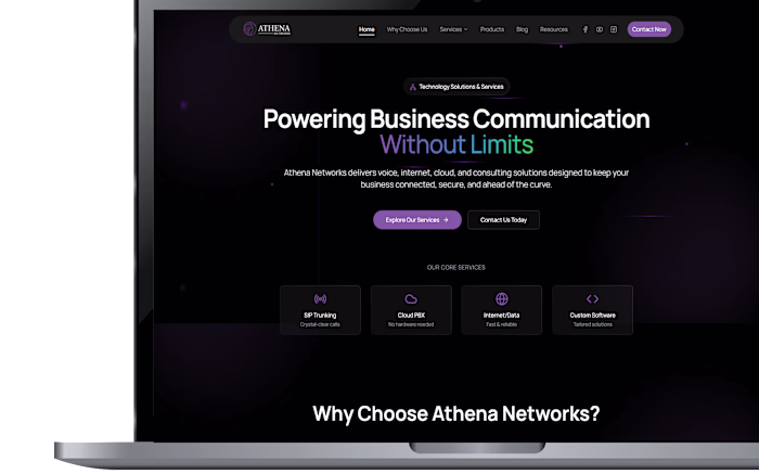 Athena Networks Website Development