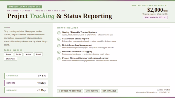 Project Tracking & Status Reporting