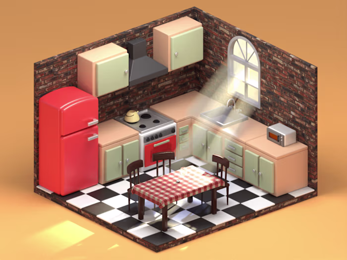 Isometric kitchen in blender