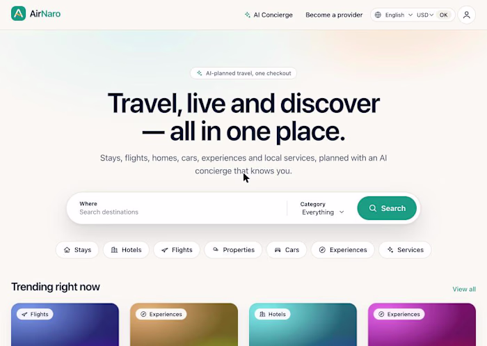 AirNaro: AI-Planned Travel Marketplace