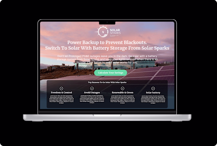 Solar Sparks Landing Page