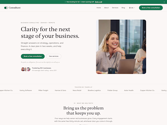 Consultants Advisory Firm Website | Framer Design & Build