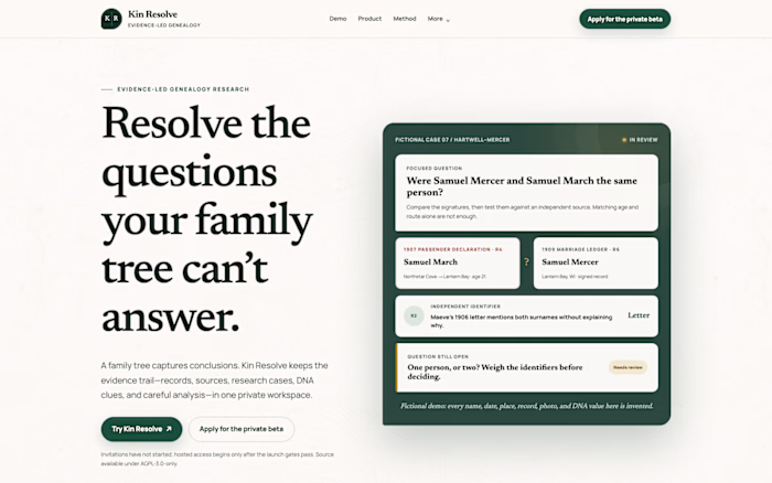 Kin Resolve: a self-hosted web