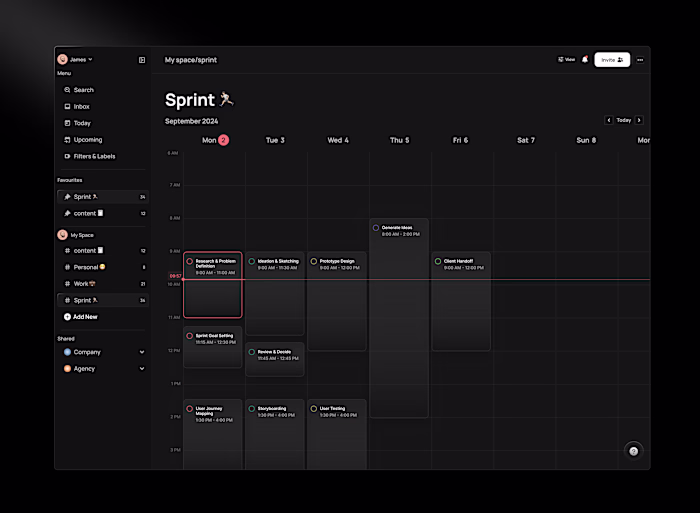 Calender - Dark mode.