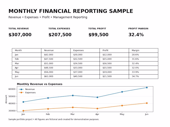Monthly Financial Reporting & Profit Analysis