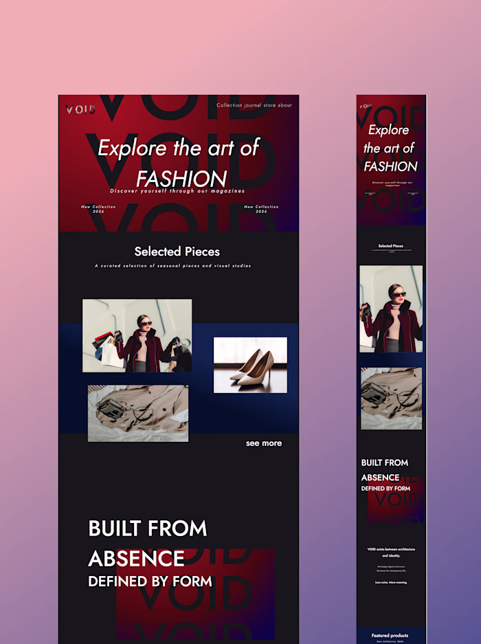 VOID Fashion Editorial Website Design