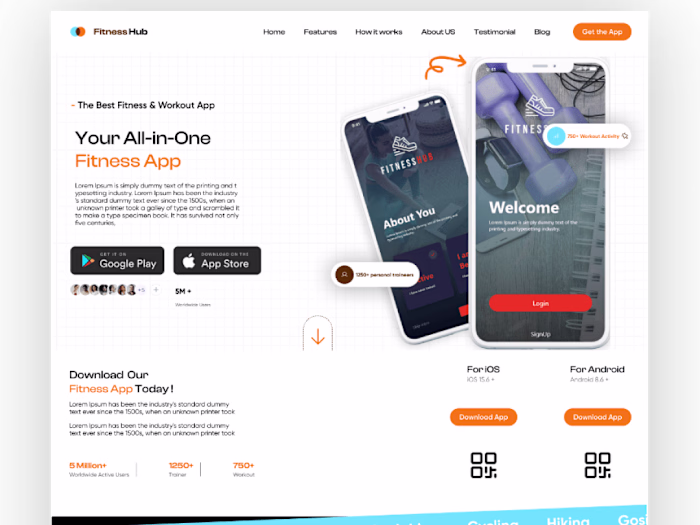 Landing Page UI Design for Fitness Application