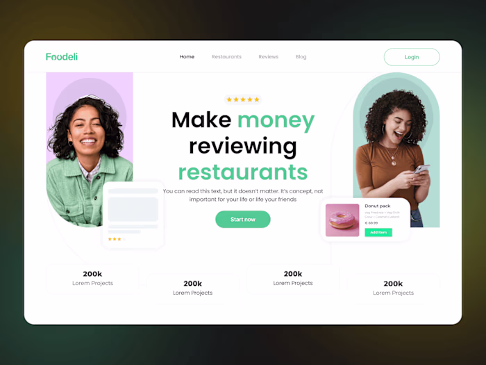 Foodeli Landing Page – Influencer-Driven Monetization