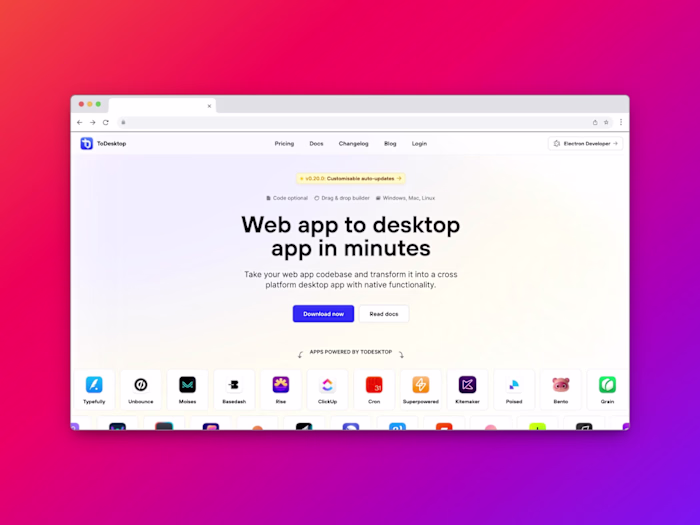 ToDesktop - Web app to desktop app in minutes