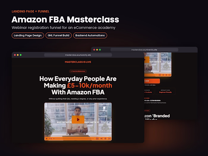 Amazon FBA Masterclass | Webinar Funnel + GHL Automations