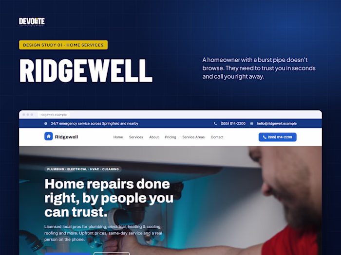 Ridgewell: website design for home service companies