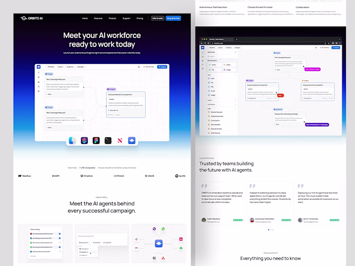 SaaS AI Agent Platform Landing Page Design