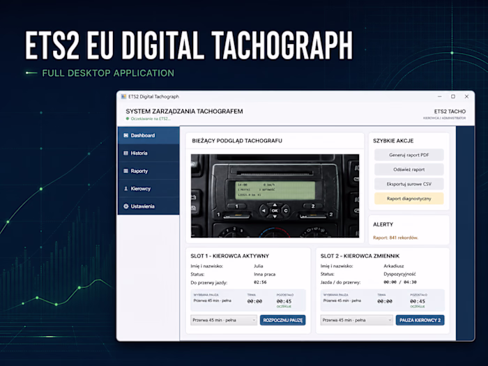 ETS2 EU Digital Tachograph: Telemetry-Driven Desktop App