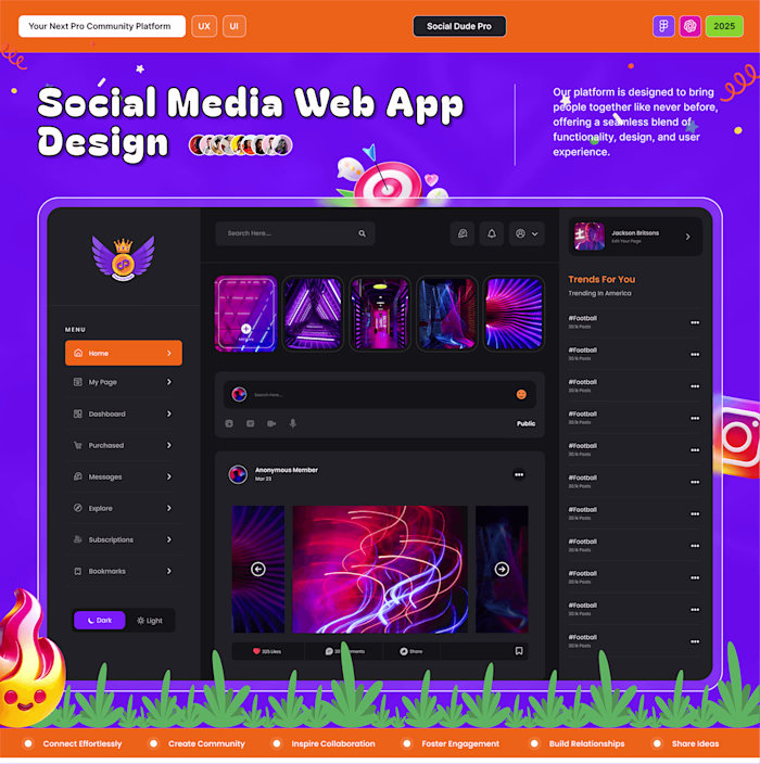 Social Media Web App | UI/UX Design on Figma