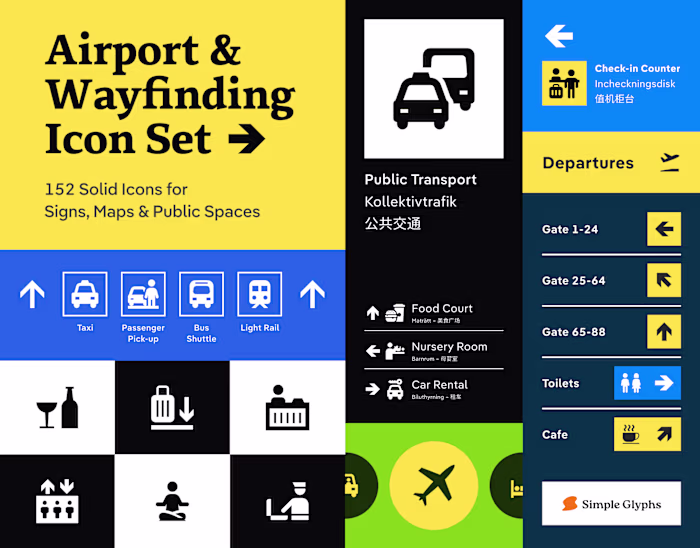 Airport & Wayfinding Icon Set