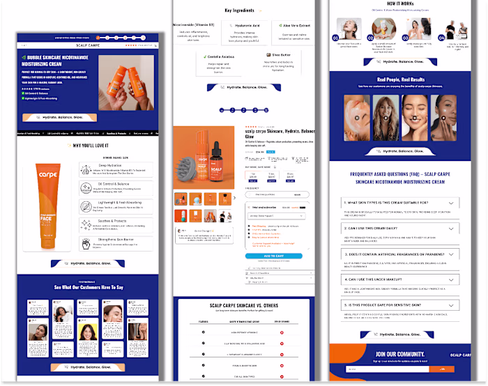 Landing page for Bubble Skincare Nicotinamide Moisturizing Cream