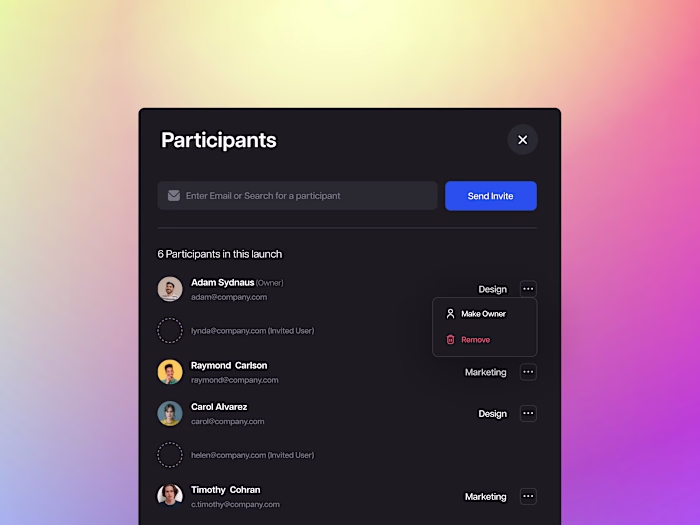 Modern Participant Management Dashboard