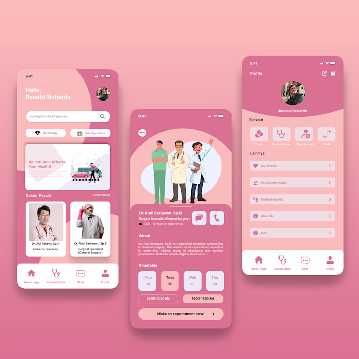 Doctor Appointment App UI, Mobile