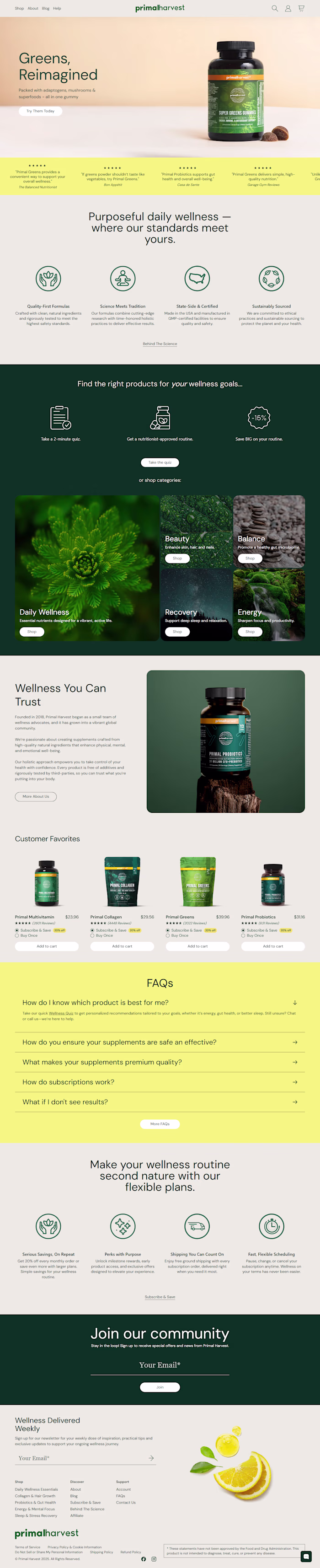 Primal Harvest Shopify Store Development
