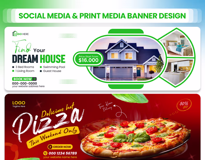 Social media & print media banner design