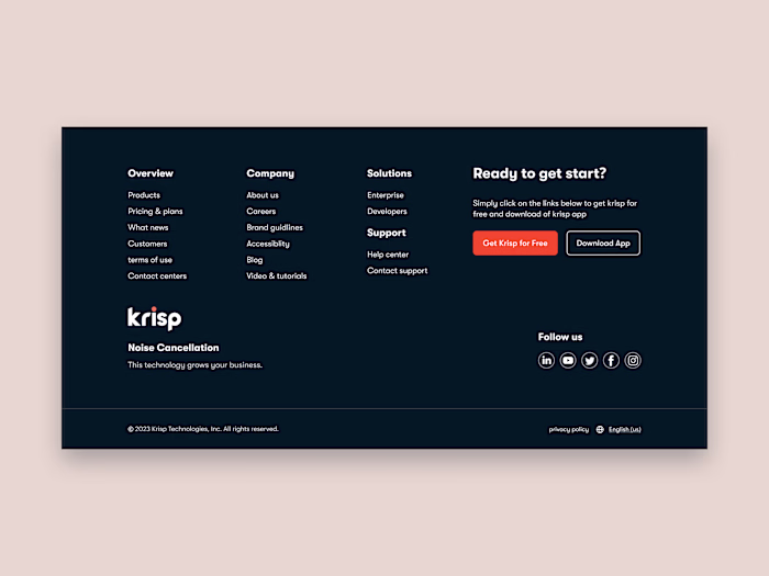 Krisp Footer Re-design