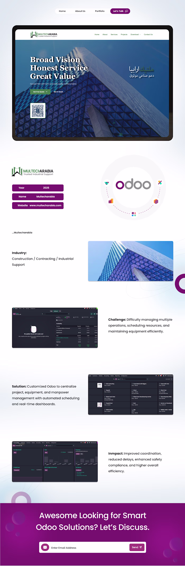 Odoo ERP Implementation & Website Development for Multech Arabia