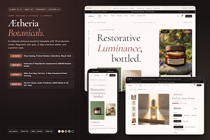 Ætheria Botanicals — Luxury Skincare Next.js Template