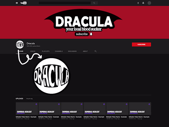 Youtube Channel Branding for Dracula