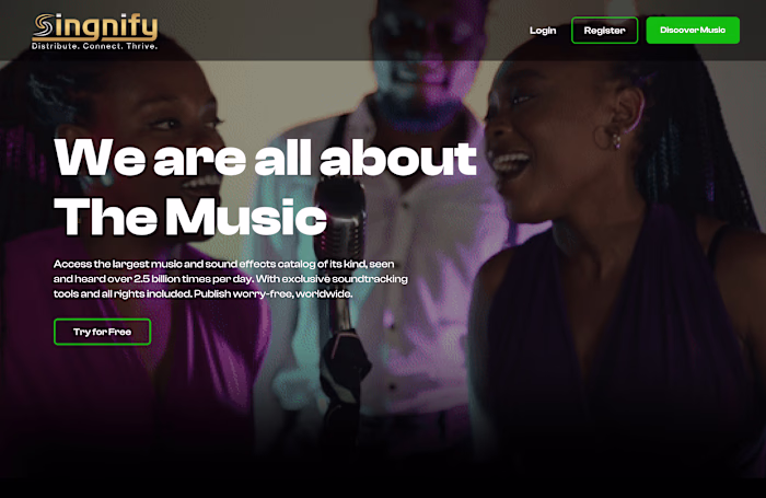 Singnify Music Distribution Website