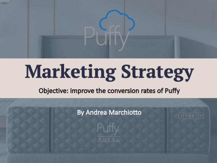 Puffy.com - Marketing Strategy for conversion rate improvements